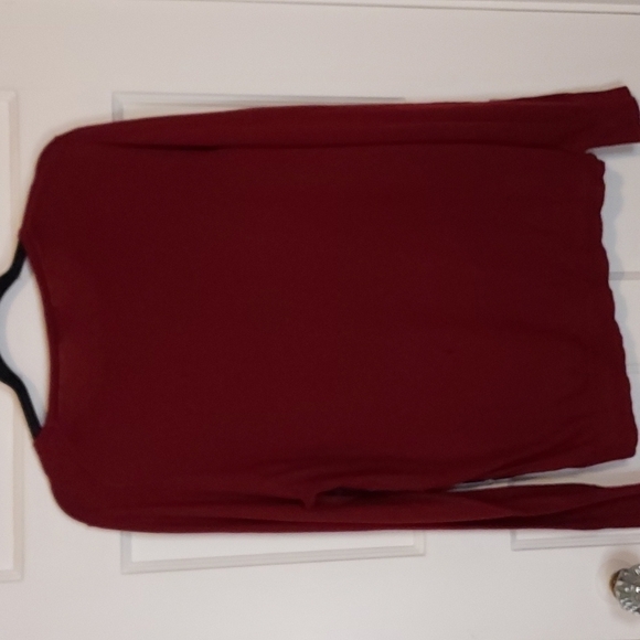 Ann Taylor Burgundy Lace Overlay Sweater - Picture 9 of 9